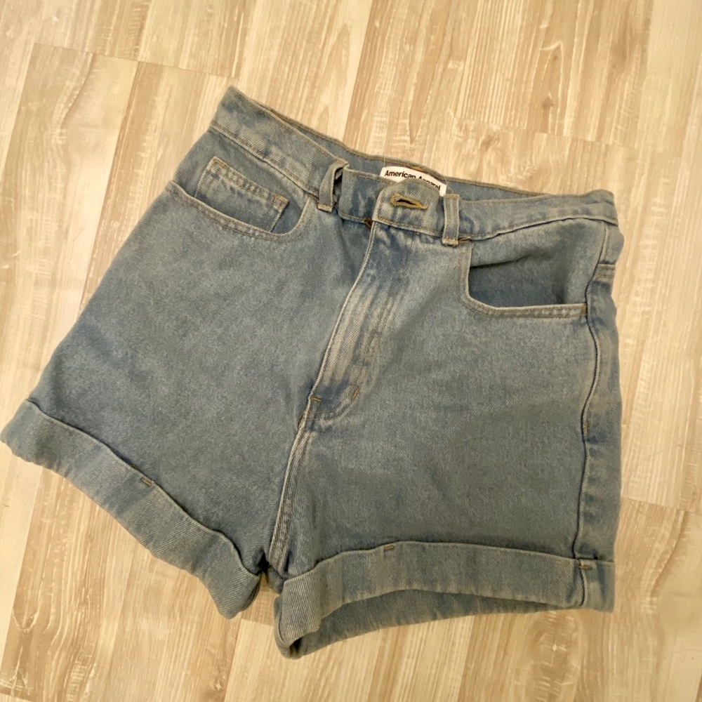 AMERICAN APPAREL High Waisted Jean Shorts